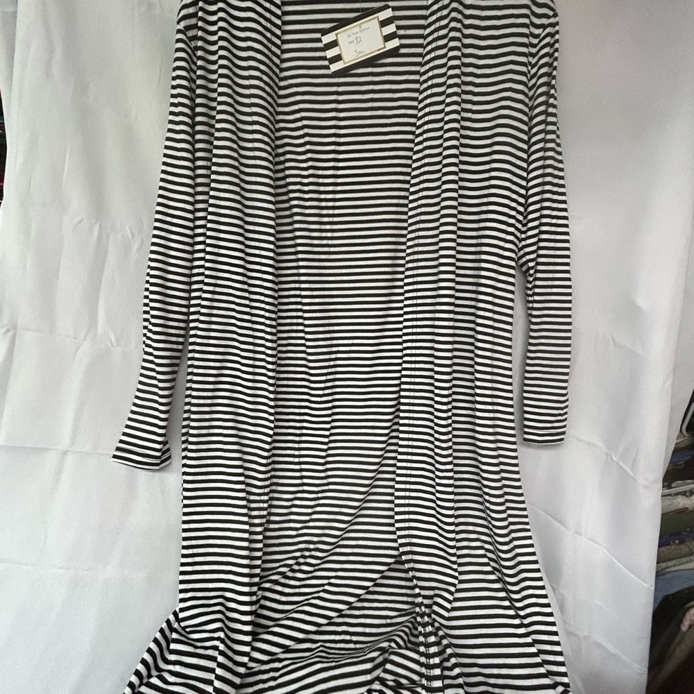 Black and White Striped Cardigan